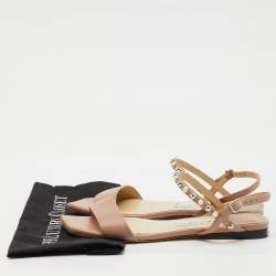 Pre Owned صندل فلات بجيمس من الجلد البيج بحزام للكاحل من جيمي تشو مقاس 40