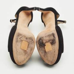 Pre Owned حذاء كعب عالي جيمي تشو سويدي أسود بحزام حول الكاحل بمقدمة منصة مقاس 38.5