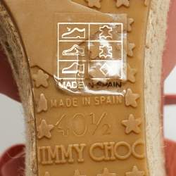 Pre Owned Jimmy Choo Brown Leather Platform Wedge Sandals Size 40.5