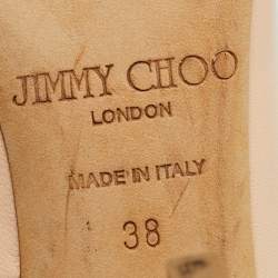 Pre Owned حذاء كعب عالي جيمي تشو أفريل بمقدمة مدببة جلد بيج مقاس 38