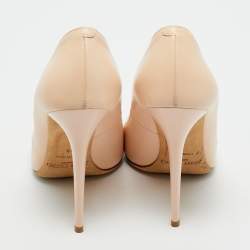 Pre Owned حذاء كعب عالي جيمي تشو أفريل بمقدمة مدببة جلد بيج مقاس 38