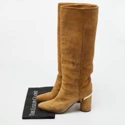 مملوكة مسبقًا Jimmy Choo Light Brown Suede Lily Knee Length Boots Size 38