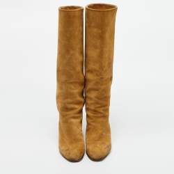 مملوكة مسبقًا Jimmy Choo Light Brown Suede Lily Knee Length Boots Size 38