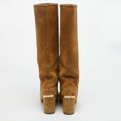مملوكة مسبقًا Jimmy Choo Light Brown Suede Lily Knee Length Boots Size 38
