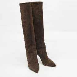 Pre Owned Jimmy Choo Brown Suede Knee Length Boots Size 37