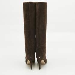Pre Owned Jimmy Choo Brown Suede Knee Length Boots Size 37