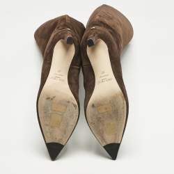 Pre Owned Jimmy Choo Brown Suede Knee Length Boots Size 37