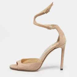 Pre Owned Jimmy Choo Beige Suede Lane Ankle Strap Sandals Size 36