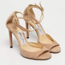 Pre Owned Jimmy Choo Beige Suede Lane Ankle Strap Sandals Size 36