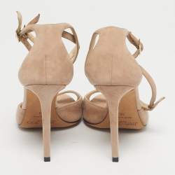 Pre Owned Jimmy Choo Beige Suede Lane Ankle Strap Sandals Size 36