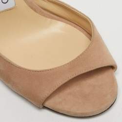 Pre Owned Jimmy Choo Beige Suede Lane Ankle Strap Sandals Size 36