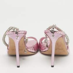 Pre Owned Jimmy Choo Purple Python Embossed Leather Saeda Ankle Strap Sandals Size 40