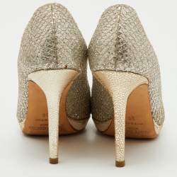 مملوكة مسبقًا Jimmy Choo Metallic Gold Coarse Glitter Hope Pumps Size 36