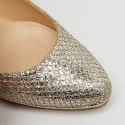 مملوكة مسبقًا Jimmy Choo Metallic Gold Coarse Glitter Hope Pumps Size 36