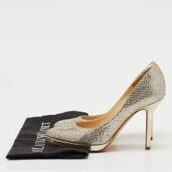 مملوكة مسبقًا Jimmy Choo Metallic Gold Coarse Glitter Hope Pumps Size 36