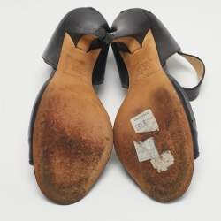 مملوكة مسبقًا Jimmy Choo Black Leather Peep Toe Ankle Strap Sandals Size 39