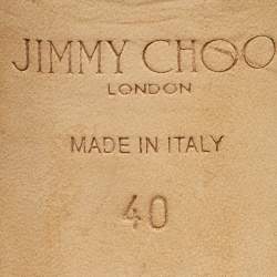 Pre Owned Jimmy Choo Metallic Blue Glitter and Leather Ankle Strap Sandals Size 40