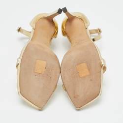 Pre Owned Jimmy Choo Gold Leather Alva Ankle Strap Sandals Size 38