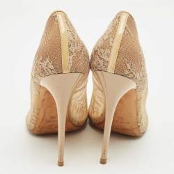 Pre Owned حذاء كعب عالي جيمي تشو أبيل دانتيل وشبك بيج مقاس 40