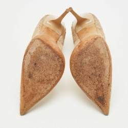 Pre Owned حذاء كعب عالي جيمي تشو أبيل دانتيل وشبك بيج مقاس 40