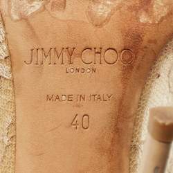 Pre Owned حذاء كعب عالي جيمي تشو أبيل دانتيل وشبك بيج مقاس 40