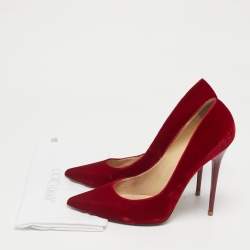 Pre Owned Jimmy Choo Red Velvet Anouk Pointed Toe Pumps Size 40.5
