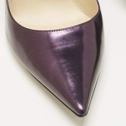 Pre Owned Jimmy Choo Metallic Purple Leather Romy Pumps Size 38.5