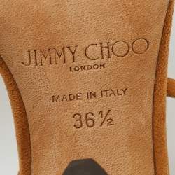 Pre Owned Jimmy Choo Brown Suede Miranda Ankle Strap Sandals Size 36.5