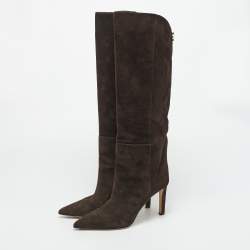 Pre Owned Jimmy Choo Brown Suede Knee Length Boots Size 40