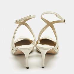 Pre Owned Jimmy Choo Cream Leather Basil 75 Pumps Size 38