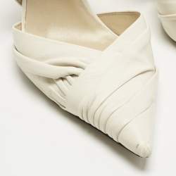 Pre Owned Jimmy Choo Cream Leather Basil 75 Pumps Size 38