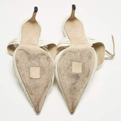 Pre Owned Jimmy Choo Cream Leather Basil 75 Pumps Size 38