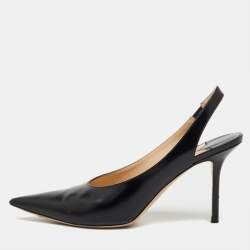 Pre Owned Jimmy Choo Black Leather Ivy Pointed Toe Slingback Pumps Size 40 