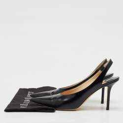 Pre Owned Jimmy Choo Black Leather Ivy Pointed Toe Slingback Pumps Size 40 