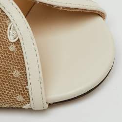 Pre Owned Jimmy Choo White Lace and Leather Shar Slingback Pumps Size 40