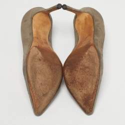 Pre Owned Jimmy Choo Beige Suede Romy Point Toe Pumps Size 35.5