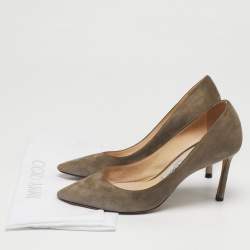 Pre Owned Jimmy Choo Beige Suede Romy Point Toe Pumps Size 35.5
