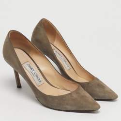 Pre Owned Jimmy Choo Beige Suede Romy Point Toe Pumps Size 35.5