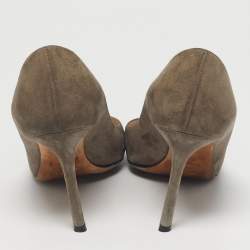 Pre Owned Jimmy Choo Beige Suede Romy Point Toe Pumps Size 35.5