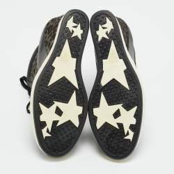 Pre Owned Jimmy Choo Brown/Black Leopard Print Calf Hair and Leather Wedge Sneakers Size 37