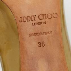 Pre Owned Jimmy Choo Metallic Patent Leather Evelyn Peep Toe Pumps Size 36