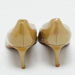 Pre Owned Jimmy Choo Metallic Patent Leather Evelyn Peep Toe Pumps Size 36