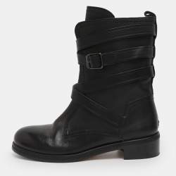 Pre Owned Jimmy Choo Black Leather Dalston Mid Calf Boots Size 41