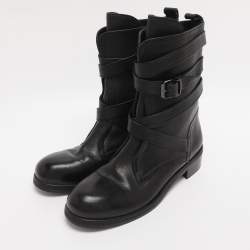 Pre Owned Jimmy Choo Black Leather Dalston Mid Calf Boots Size 41