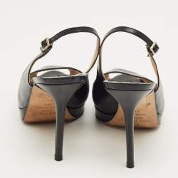 Pre Owned Jimmy Choo Black Patent Leather Vita Slingback Pumps Size 38