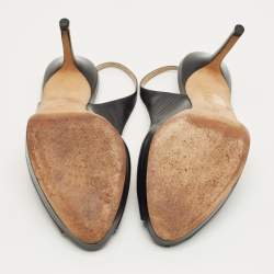 Pre Owned Jimmy Choo Black Patent Leather Vita Slingback Pumps Size 38