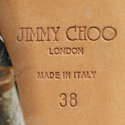 Pre Owned Jimmy Choo Silver Python Embossed Leather Nova Peep Toe Pumps Size 38