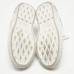 Pre Owned Jimmy Choo White/Silver Leather Diamond Light Maxi Sneakers Size 39