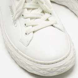 Pre Owned Jimmy Choo White/Silver Leather Diamond Light Maxi Sneakers Size 39