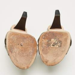 Pre Owned Jimmy Choo Metallic Crisscross Leather Slide Sandals Size 38.5